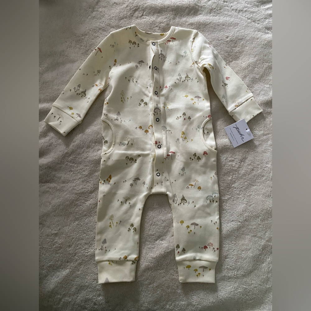 Pehr Long sleeve placket romper. Sz 6-12 months. NWT.